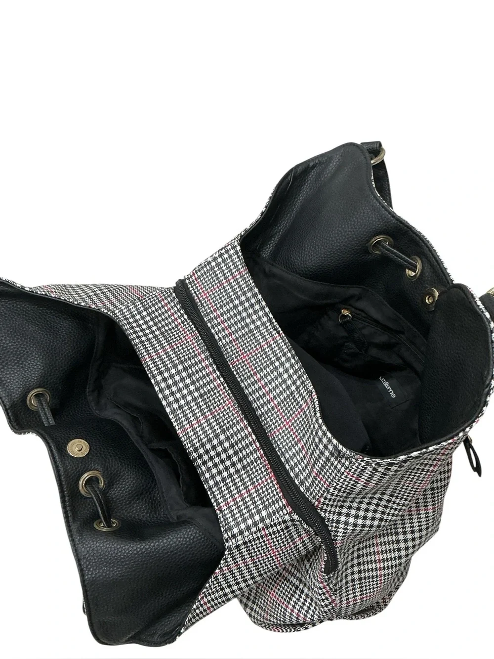Liz Claiborne Houndstooth Shoulder Bag Tassel 3 Compartment Preppy Heritage Chic